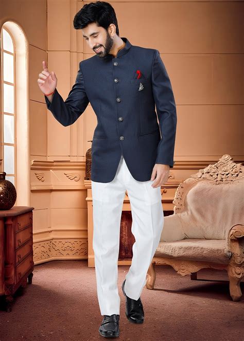 navy blue bandhgala suit|black bandhgala jodhpuri suit.